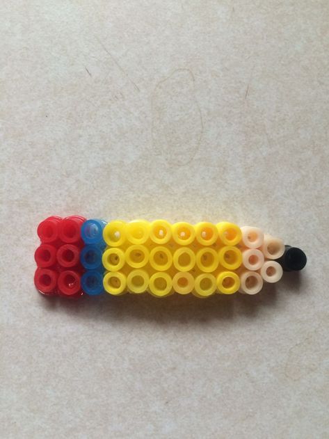 Pencil Perler Bead Pattern, Ironing Beads Ideas Easy, Iron Beads Ideas, Fuse Beads Ideas, Hammer Beads, Hama Bead Ideas, Melty Bead Designs, Melted Beads, Melt Beads Patterns