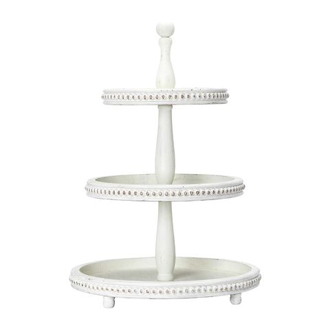 White Tiered Tray, Three Tier Tray, Small Indoor Plants, White Tray, Wooden Construction, Candle Displays, Decorative Wood, Creative Co Op, Three Tier