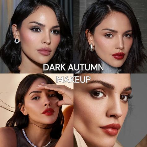 Get the ultimate guide to dark autumn color analysis. Discover how to identify, what colors to wear, and style tips tailored for Dark Autumns. Dark Autumn Color Pallete, Makeup For Dark Autumn Skin Tones, High Contrast Vs Low Contrast Face, Autumn Color Analysis Makeup, Makeup For Dark Autumn, Deep Autumn Eyeshadow, Dark Autumn Outfits Color Palettes, Soft Natural Deep Autumn, Dark Autumn Color Analysis