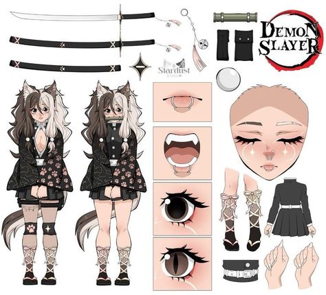 Demon Slayer Oc Fanart, Demon Oc Design, Demon Slayer Uniform Drawing, Demon Slayer Ideas, Body Trace, Demon Slayer Oc Ideas, Demon Slayer Oc Demon, Kny Demon Oc, Demon Slayer Aesthetic