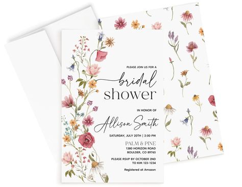 Wildflower Invitation, Garden Party Bridal Shower, Bridal Shower Brunch Invitations, Bridal Shower Invites, Simple Bridal Shower, Boho Wildflower, Bridal Shower Flowers, Shower Diy, Bridal Shower Diy