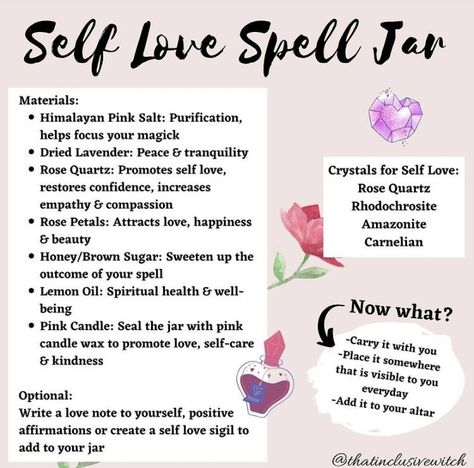 Self Love Intention Jar, Glamour Spell Jar, Aphrodite Spell Jar, Self Love Jar Spell, Self Love Altar Ideas, Self Love Sigil, Self Love Witchcraft, Spell For Self Love, Spray Witchcraft