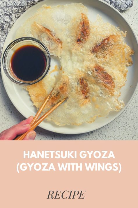 What To Eat With Gyoza, Japanese Gyoza, Japanese Dumplings, Pan Fried Dumplings, Food Asian, Pan Fry, Pickled Ginger, Potato Starch, Wings Recipe