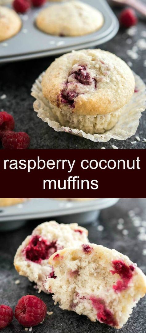 Raspberry Coconut Muffins {A Deliciously Easy Breakfast Treat} muffins/ raspberries/ coconut These Raspberry Coconut Muffins are so easy to make! They are so moist, bursting with coconut flavor, and full of juicy raspberries via @tastesoflizzyt Easy Breakfast Treats, Coconut Muffins, Raspberry Muffins, Raspberry Coconut, Knead Bread, Muffin Tin Recipes, Breakfast Pastries, Bread Recipes Sweet, Sweet Breads