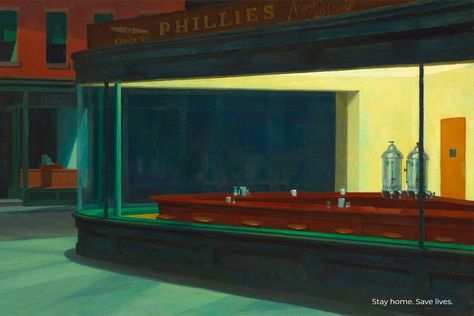 These iconic paintings have been subject to quarantine | Ad Age Liepke Art, Hopper Nighthawks, Malcolm Liepke, Anselm Kiefer, Grant Wood, Albert Bierstadt, Caspar David Friedrich, Georges Seurat, Dale Chihuly