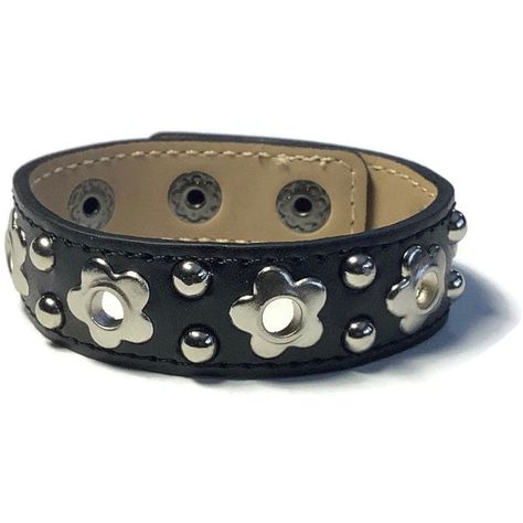 Flower Eyelet Studded Black Leather Cuff, Grommet and Spike Black Leather Bracelet Leather Bracelet Studded Black Leather Bracelet Cuff - Etsy Punk Bracelets, Ig Outfits, Cuff Bracelets Diy, Black Leather Cuff Bracelet, Black Leather Bracelet, Leather Cuff Bracelet, Leather Wristbands, Bracelet Leather, Funky Jewelry