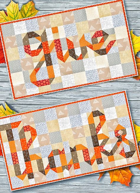 Thanksgiving Wall Hanging Quilt, Thanksgiving Table Runners Patterns Free, Small Quilt Projects, Fall Sewing Projects, Fall Quilt Patterns, Quilting Digest, Thanksgiving Table Runner, Runner Pattern, Mini Quilt Patterns