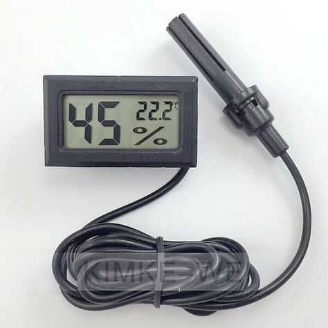 Mini Digital LCD Thermometer Hygrometer Temperature Humidity Meter Probe Sensor Description This LCD digital Thermometer & hygrometer has a 1.5m long Sensor,which can test temperature and humidity of some special places,it was widely used in Aquarium, Poultry, Reptile,Incubator, Greenhouse and etc. Product Features: Temperature Range: -40°c ~ 70°c Measuring Humidity Range: 10% RH ~ 99% RH Humidity Accuracy:5% Humidity Display Resolution: 1% RH Temperature Accuracy: 1°C Temperature Display Resolu Reptile Incubator, Humidity Sensor, Digital Thermometer, Hygrometer, Temperature And Humidity, Tv Videos, Digital Alarm Clock, Special Places, Alarm Clock