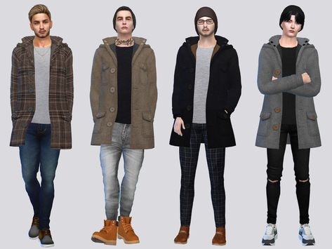 Created by McLayneSims! Sims 4 Winter Clothes Male, Sims 4 Cc Coat Male, Sims 4 Cold Weather Cc, Sims 4 Cc Guys Clothing, Sims 4 Male, Male Teen, Teen Winter Outfits, Sims 4 Men Clothing, Masculine Clothing