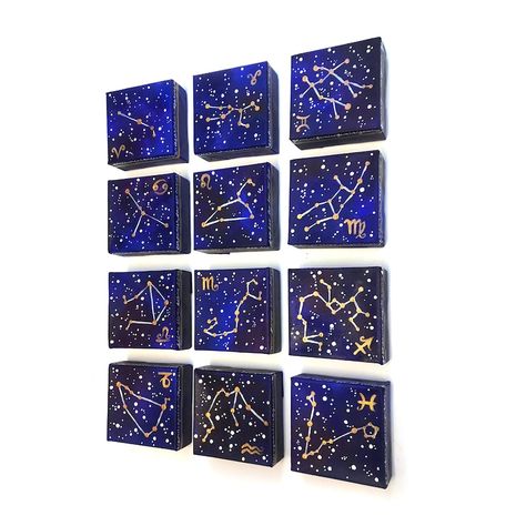 Zodiac Constellation Art, Whimsical Painted Furniture, Constellation Art, Boho Furniture, Nursery Paintings, Star Constellations, Embroidered Canvas, Wood Painting, Painting Designs