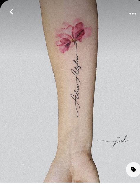 Survivor Flower Tattoo, Watercolor Mom Tattoo, Just Breathe Tattoo, Tattoo Sayings, Poppy Tattoos, Tattoo Ink Colors, Gem Tattoo, Wildflower Tattoo, Wild Tattoo