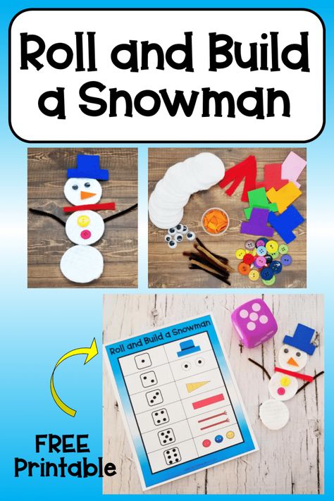 Roll and Build a Snowman Fun Kindergarten Worksheets - Roll And Build, Roll A Snowman, Outdoor Education Activities, Winter Activity For Kids, Snowman Games, Activities Elementary, Outdoor Learning Activities, Snowmen Activities, Winter Activity