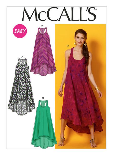 Tent Dress Sewing Pattern, Fit Flare Dress Pattern, Hankerchief Dress, Flare Dress Pattern, Sundress Pattern, Simple Summer Dresses, Summer Dress Patterns, Pattern Dress Women, Mccalls Sewing Patterns