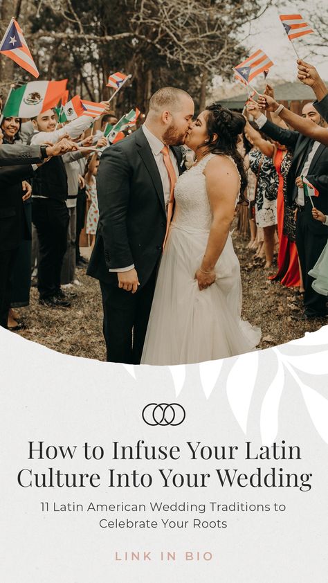 When it comes to Latin culture and your wedding day, there are so many rich and vibrant Latin traditions to think about! From traditional food and dance, every country has its own signature wedding must-haves. One thing all Latin Americans have in common? Their love for lively celebrations and the importance of family and friends! Today on The Aisle Guide, we're walking you through 11 wedding traditions from all over Latin America that will inspire your big day! Brazilian Wedding Traditions, Latin Wedding, Daughter Songs, Wedding Ceremony Songs, Latin Culture, Aisle Planner, The Importance Of Family, Wedding Traditions, Money Dance