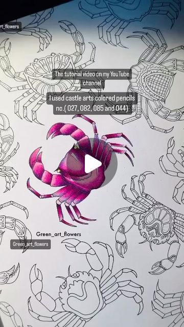 Green ☘️💚🌱 on Instagram: "How to color a pink crabs from lost ocean coloring book by Johanna Basford, I used castle arts colored pencils no.( 027, 082, 085 and 044) #tutorial #tutorialvideo #johannabasford #lostocean #castleartsupplies #colored #coloredpencil #coloring #coloringtherapy #coloringbook #johannabasfordcoloringbook #johannabasfordlostocean  #coloringaddict #coloringmasterpiece #coloringbookforadults #coloringforadults #coloringtherapy" Lost Ocean Johanna Basford, Johanna Basford Lost Ocean, Lost Ocean Coloring Book, Lost Ocean, Color Catalog, Johanna Basford Coloring Book, Castle Art, Basford Coloring, Johanna Basford Coloring