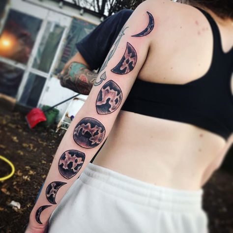 Moon On Elbow Tattoo, Elbow Tattoo, Elbow Tattoos, Phases Of The Moon, Moon Phases, Print Tattoos, Paw Print Tattoo, Paw Print, The Moon