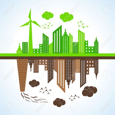 Polluted City, Save Environment, Earth Illustration, Sustainable City, Graphics Drawing, Nature Posters, Green City, Sustainable Energy, Website Inspiration