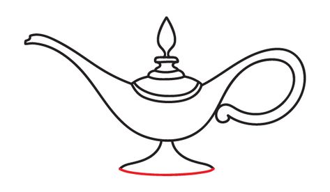 How to Draw a Genie Lamp Alladin Lamp Tattoo, Genie Drawing, Aladdin Lamp Tattoo, Aladdin Drawing Easy, Lamp Drawing, Aladdin Lamp Drawing, Genie Lamp Drawing, Genie Lamp Art, Traditional Genie Lamp