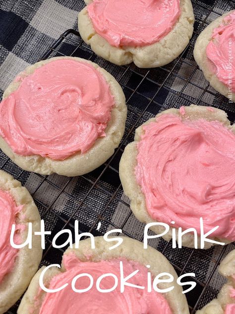 Olla-Podrida: Utah’s Pink Cookies Taste Of Home Utah Pink Cookies, Utah Pink Cookies, Utah's Pink Cookies, Pink Cookies Recipe, Big Pink Cookie Recipe, Utah Scones, Baking Portfolio, Swig Cookies, Cookies 2023