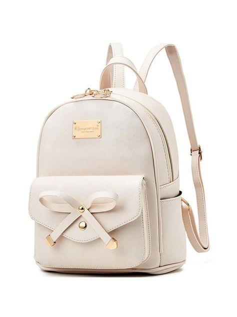 Beige Casual,Cute,Fashionable,Minimalist Collar  PU Leather Animal,Plain Classic Backpack Embellished   Women Bags Cute Leather Backpacks, Tas Chanel, Purse For Teens, Small Backpack Purse, Small Leather Backpack, Tas Mini, Mini Leather Backpack, Cute Mini Backpacks, Mini Backpack Purse