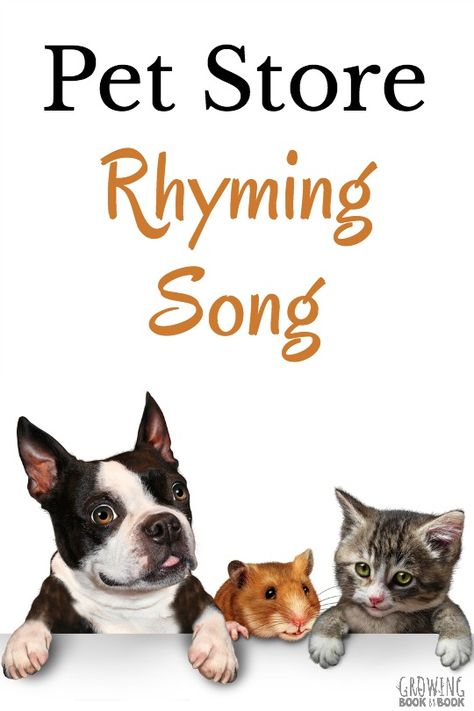 This pet store rhyming song is a wonderful way to work on building phonological awareness. It's great for preschool and kindergarten. Preschool Pets Unit, Preschool Building, Classroom Pets, Phonological Awareness Activities, Pets Preschool Theme, Rhyming Activities, Preschool Music, Creative Curriculum, Pet Vet