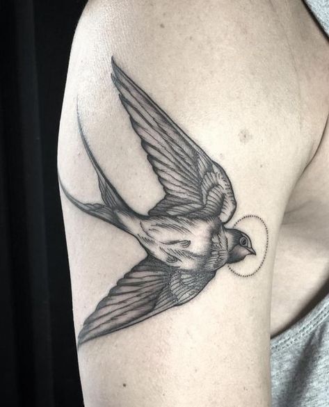 HAMMERSMITH TATTOO LONDON on Instagram: "Swallow Tattoo by @freakyamandine 🕊️ To book your Fine Line Tattoo with Amandine contact her directly: @freakyamandine 🙌 Or contact the studio: @hammersmith_tattoo_london ✨ #tattoo #fineline #finelinetattoo #finelinetattoolondon #engraving #engravingtattoo #engravingtattoolondon #swallowtattoo #swallow #swallowtattoolondon #hammersmith #hammersmithtattoo #londontattoo #tattoolondon #london" Golondrinas Tattoo, Sparrow Tattoo Design, Sparrow Tattoo, Swallow Tattoo, Tattoo Artwork, Bird Tattoo, Birds Tattoo, Fine Line Tattoos, Old School Tattoo