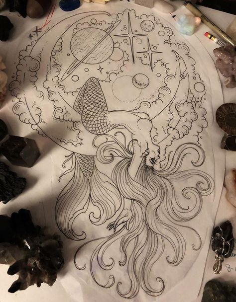 Mermaid Tattoo Designs, Birthday Tattoo, Tattoo Signs, Doodle Tattoo, Dope Tattoos For Women, Mermaid Tattoo, Mermaid Tattoos, Sleeve Tattoos For Women, Hip Tattoo