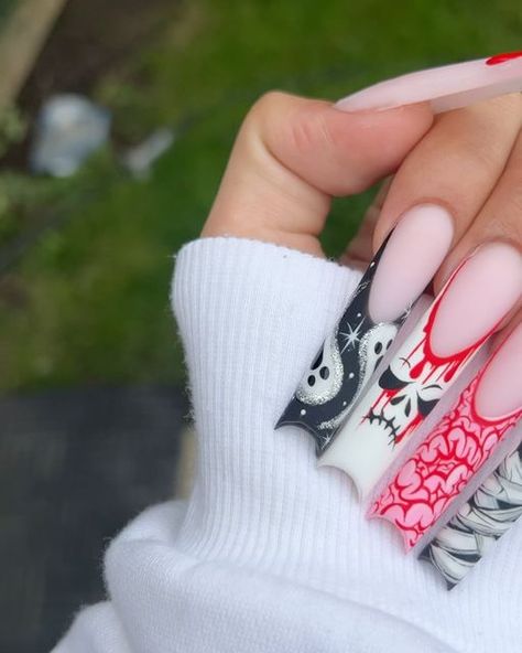 Freestyle Nails, Holloween Nails, Halloween Acrylic Nails, 2023 Halloween, Romantic Nails, Matte Top Coat, French Nail Designs, French Acrylic Nails, Beauty Make-up