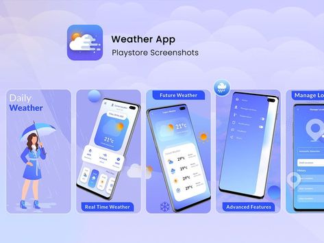 #appstorescreenshots #uiux #appdesign Daily Weather, App Store, Image Design, App Design, Mobile App, Design