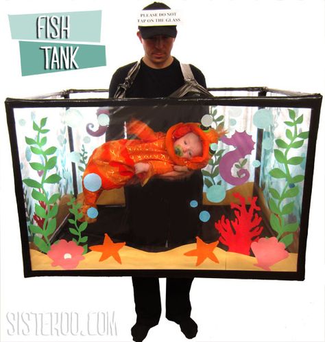 Fish Tank Tank Costume, Funny Diy Costumes, Fish Costume, Homemade Halloween Costumes, October Halloween, Homemade Halloween, Halloween Haunted Houses, Cute Costumes, Adult Halloween Costumes