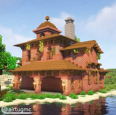 Mud Bricks Minecraft, Minecraft Brick Buildings, Minecraft Brick House Ideas, Brick House Minecraft, Minecraft Brick House, Minecraft Brick, Easy Drawing Ideas For Beginners, Odyssey Art, Minecraft Kingdom