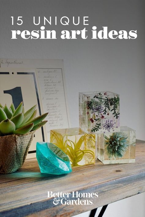 The mix of epoxy resin and hardener creates a magical, hard-as-nails finish over almost any material. These 15 unique resin art projects are perfect for beginners. #resin #resinart #resincrafts #bhg Diy Resin Crafts For Beginners, Resin Crafts Ideas Inspiration, Unique Resin Ideas, Resin Art Ideas, Make Wall Art, Diy Resin Tray, How To Make Resin, Resin Work, Art Coasters