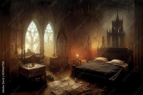 AI generated image of a medieval themed bedroom Stock Illustration | Adobe Stock Medieval Bedroom Aesthetic, Medieval Bedroom, Castles Interior, Medieval Castle, Bedroom Aesthetic, Bedroom Themes, Design Inspo, Stock Illustration, Castle