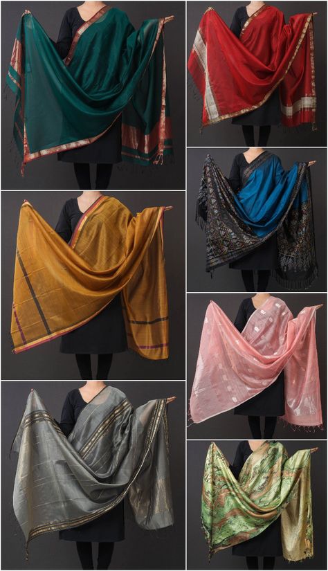 Traditional Chanderi, Maheshwari & Banana Silk Handloom Dupattas Silk