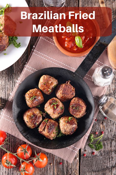 These Brazilian fried meatballs are made with bulgar wheat. They are perfect either as a main dish or as a side. #Recipemash #meatballs Bulgar Wheat, Fried Meatballs, Meatballs Recipe, Main Course Recipes, Brazilian Food, Cooking Instructions, Meatball Recipes, Cooking Meat, Main Dish