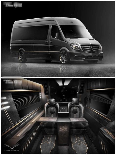 Modified Mercedes-Benz Sprinter Modified Mercedes, Mercedes Brabus, Mercedes Benz Vans, Black Mercedes Benz, Mercedes Van, Mb Sprinter, Luxury Motorhomes, Luxury Van, Sprinter Van Conversion