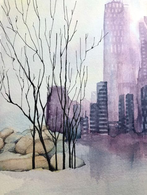 WIP | Créations CeeCee on Patreon Creation Ceecee, Watercolour Doodles, Watercolor City, Paintings Acrylic, Watercolor Journal, Watercolour Inspiration, Abstract Watercolor Art, Mom Art, Watercolor Paintings Tutorials