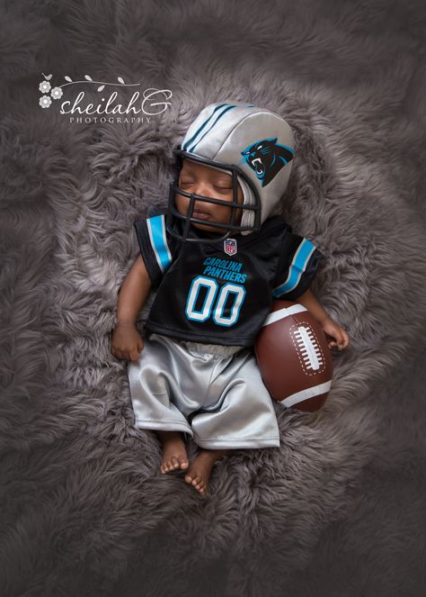 Newborn Photography, NFL Super Bowl 50,  Carolina Panthers football theme by Sheilah G Photography, LLC, Indian Trail, NC, Charlotte, NC newborn photographer Football Theme Maternity Shoot, Football Maternity Photoshoot, Baby Football Photoshoot, Carolina Panthers Football, Panthers Football, Super Bowl 50, Newborn Pics, Football Theme, Football Themes