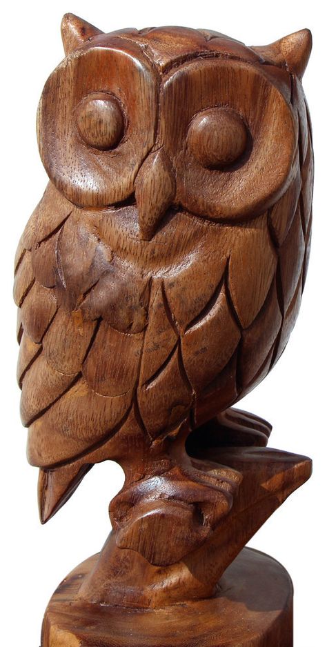 hand carved wooden owl from Asian Art Imports Tre Kunst, Wood Inspiration, Santa Carving, Simple Wood Carving, Wood Owls, Wooden Owl, Dremel Wood Carving, Family Figurine, Unique Photos