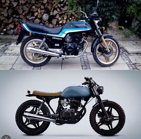 Honda CB 400 Brat Style. Classic Motorcycles Vintage, Cb 450 Cafe Racer, Custom Scrambler, Motor Klasik, Cb 450, Brat Bike, Honda Cb400, Honda Scrambler, Cafe Racer Moto