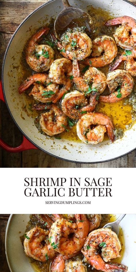 Henry Butter Shrimp, Brown Butter Sage Shrimp, Squash And Shrimp Recipes, Cooking With Sage Recipes, Cooking With Sage, Thanksgiving Shrimp Dishes, Recipes With Sage, Butter Sauce For Pasta, Sage Recipes