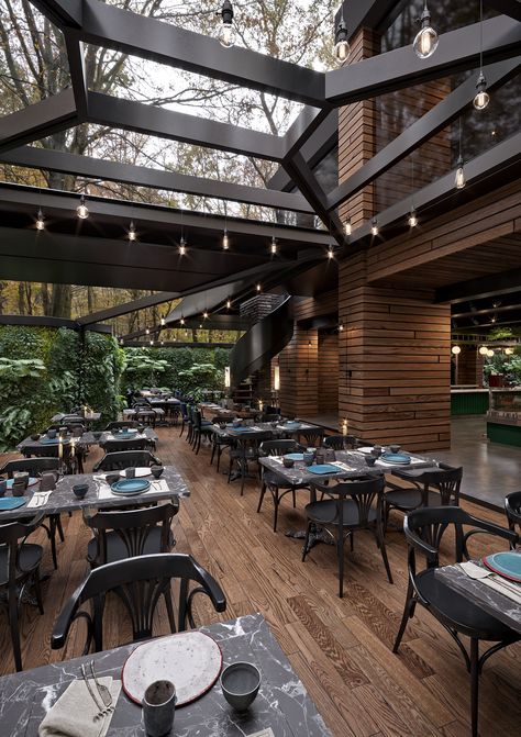 Steakhouse Design Interiors, Steakhouse Design, Rooftop Restaurant Design, Restaurant Exterior Design, Cafe And Restaurant, Modern Restaurant Design, Outdoor Restaurant Design, Restaurant Exterior, Restaurant Patio