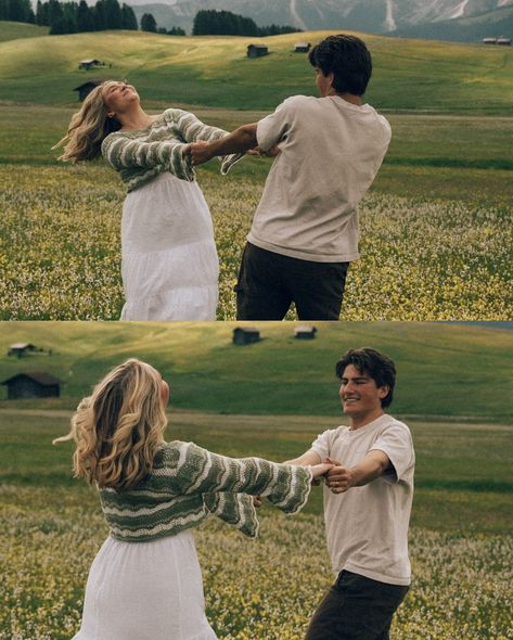 two lovers running through the meadows of the italian dolomites • • • keywords: documentary photography, cinematic photography, visual poetry, storytelling, love, couples photoshoot, tampa elopement, travel photographer, couples inspo, romcom, movie scenes, italy, dolomites, dolomites photos 🏷️ #floridaphotographer #tampaphotographer #stpeteweddingphptographer #tampaweddingphotographer #destinationweddingphotograoher #stpetephotographer #film #visualpoetry #cinematicphotographer #floridaw... Miles Leav Photo, Movie Scene Photoshoot, Cinematic Couples Photography, Film Couple Photography, Tampa Elopement, Running Couple, Photography Types, Cinematic Couple, Italian Dolomites