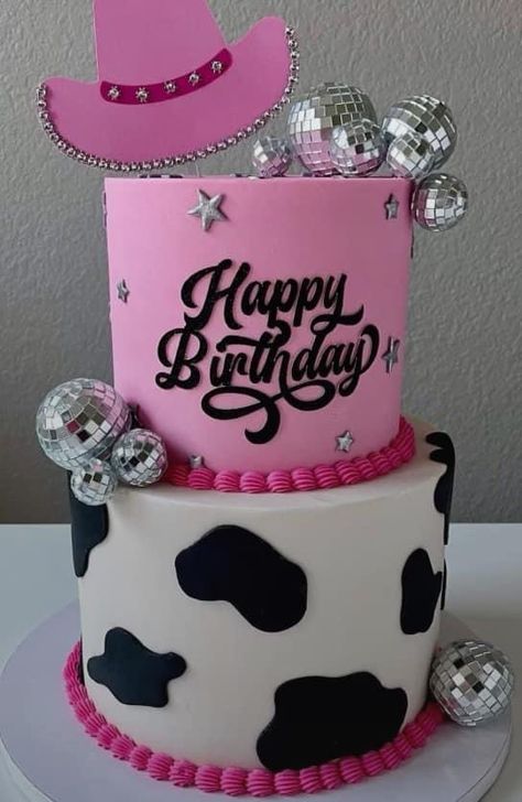 Disco Cowgirl Cake, Cowgirl Sweet 16, Cowgirl Party Food, Disco Cowgirl Birthday Party, Cowgirl Birthday Party Decorations, Disco Cowgirl Birthday, Cowgirl Birthday Cakes, Cowgirl Birthday Party Ideas, Disco Cowgirl Party