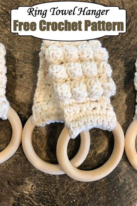 Ring Towel Hanger Crochet Towel Tops, Crochet Dish Towels, Crochet Towel Holders, Crochet Towel Topper, Crochet Kitchen Towels, Crochet Rings, Dishcloth Crochet Pattern, Crochet Towel, Towel Crafts