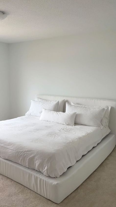 Kaylie Stewart’s Instagram post: “The perfect white cloud bed ☁️🕊 so happy with how it turned out!!” Cloud Bed Aesthetic Room, White Cloud Bed Frame, White Bed Frame Aesthetic, White Cloud Bed, White Bed Frame Bedroom, Cloud Bed Aesthetic, White Bed Aesthetic, White Bed Frame Bedroom Ideas, Cloud Bedroom Aesthetic