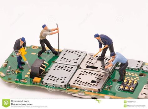 Photo about Miniature people repair electronic device on white background. Image of model, labour, device - 103307652 Cell Phone Repair Shop, Electronics Wallpaper, Cell Phone Store, 3d Mobile, Miniature People, Mobile Phone Shops, Computer Repair Services, Smartphone Repair, Metal Fabrication Tools