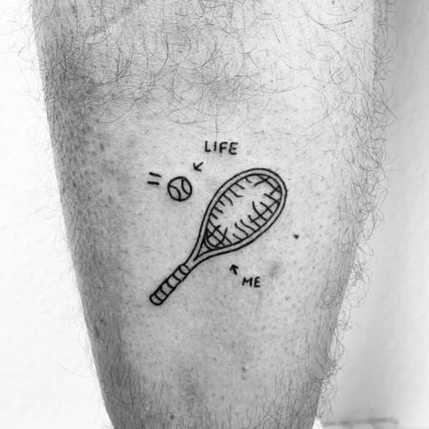 Sports Tattoos Women, Tennis Tattoo Ideas, Tennis Tattoo, Lining Tattoo, Tattoos 2022, Journey Tattoo, Tennis Graphic, Tattoo Sonne, Sport Tattoos