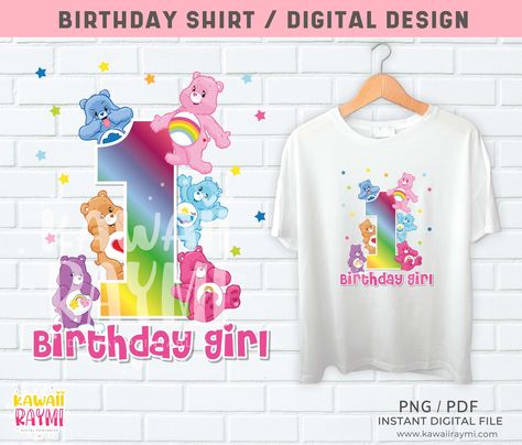 Care bears 1st birthday shirt _ Instant digital file #carebears #carebearsparty #tshirtcarebears #partyprintable #ositoscariñositos Care Bears 1st Birthday, Family Shirt Design, Care Bear Party, Birthday Logo, 1st Birthday Shirt, 1st Birthday Shirts, Bear Party, Party Bundles, Birthday Tshirts