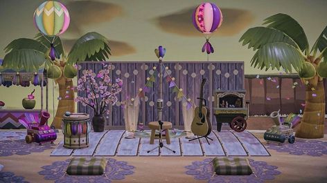 Acnh Stage, Outdoor Stage, New Animal Crossing, Stage Design, Staging, Green And Orange, The Pink, Animal Crossing, To Play